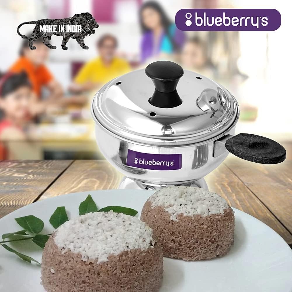 Stainless Steel Blueberry Puttu Maker and Chirattaput Combo for Pressure Cooker - Made in India (2 Set)