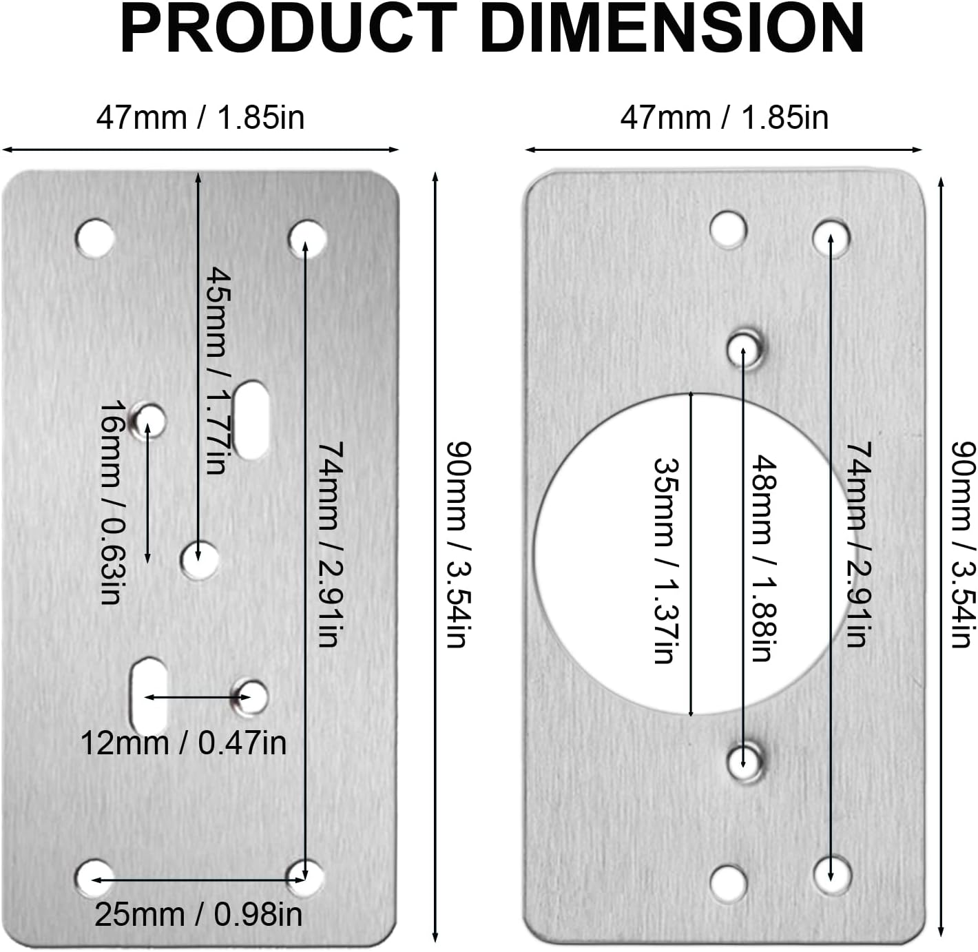 Stainless Steel Cabinet Hinge Repair Kit with Soft Closing Hinges - 4Pack Repair Plates & 2Pack Full Overlay Hinges - Mounting Screws Included