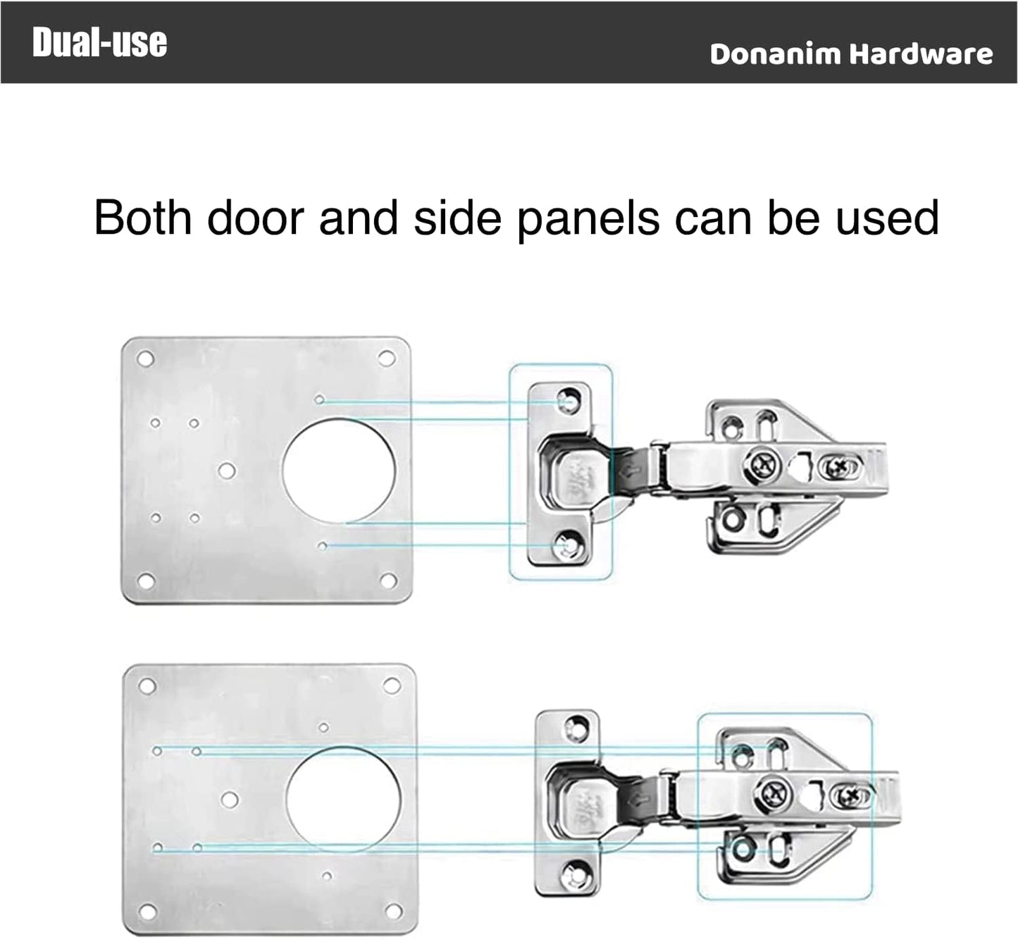 Stainless Steel Cabinet Hinge Repair Plate Bracket Set for Kitchen Cabinet Door Furniture - 2PCS