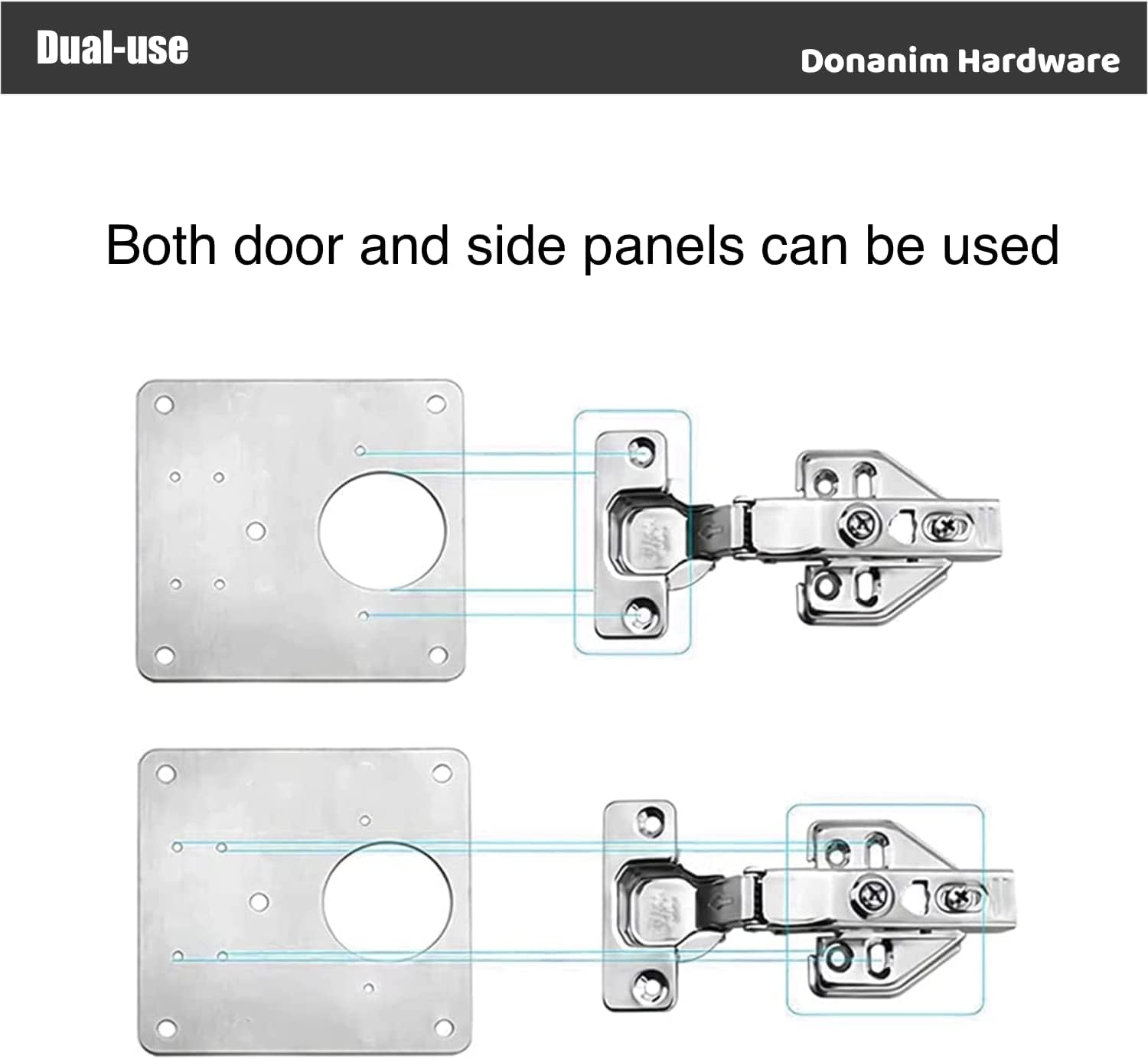 Stainless Steel Cabinet Hinge Repair Plate Bracket Set for Kitchen Cabinet Door Furniture - 2PCS