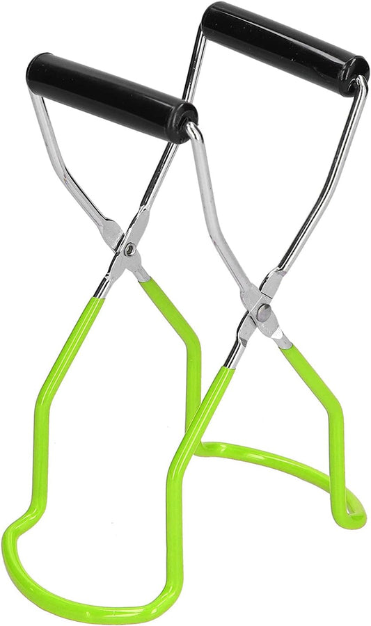 Stainless Steel Canning Jar Lifter Tongs with Grip Handle for Regular Mouth Glass Jars - Green