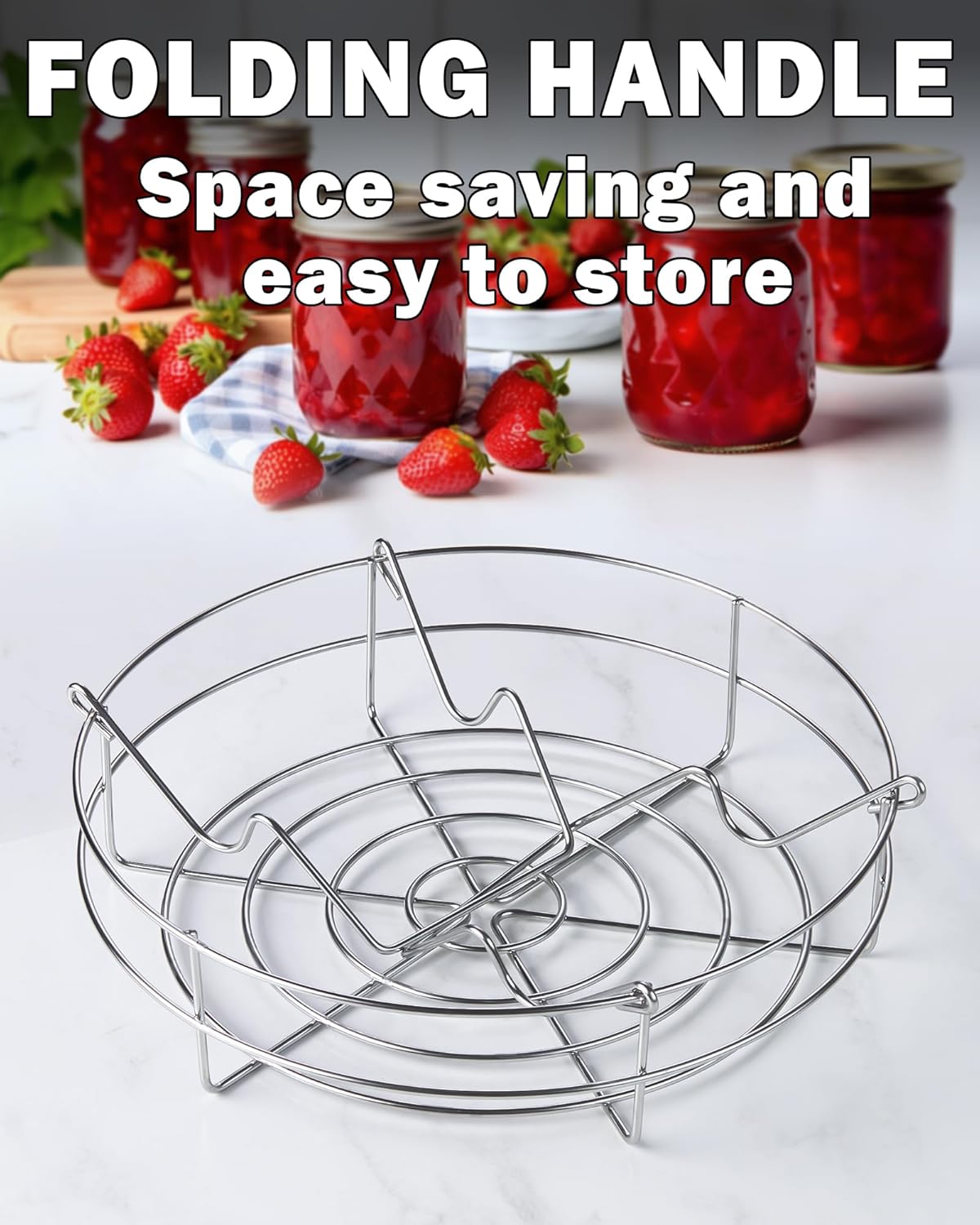 Stainless Steel Canning Rack Set for Regular and Wide Mouth Mason Jars - Holds 8 Pint or 7 Quart Jars - 12-inch, 2 Pack