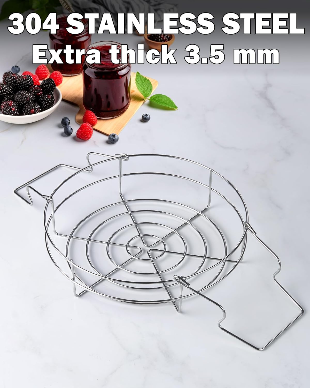Stainless Steel Canning Rack Set for Regular and Wide Mouth Mason Jars - Holds 8 Pint or 7 Quart Jars - 12-inch, 2 Pack