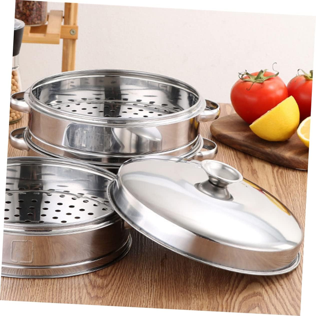 Stainless Steel Chinese Steamer Basket with Handle for Home Kitchen Steaming - Dim Sum Steamer for Food Supply