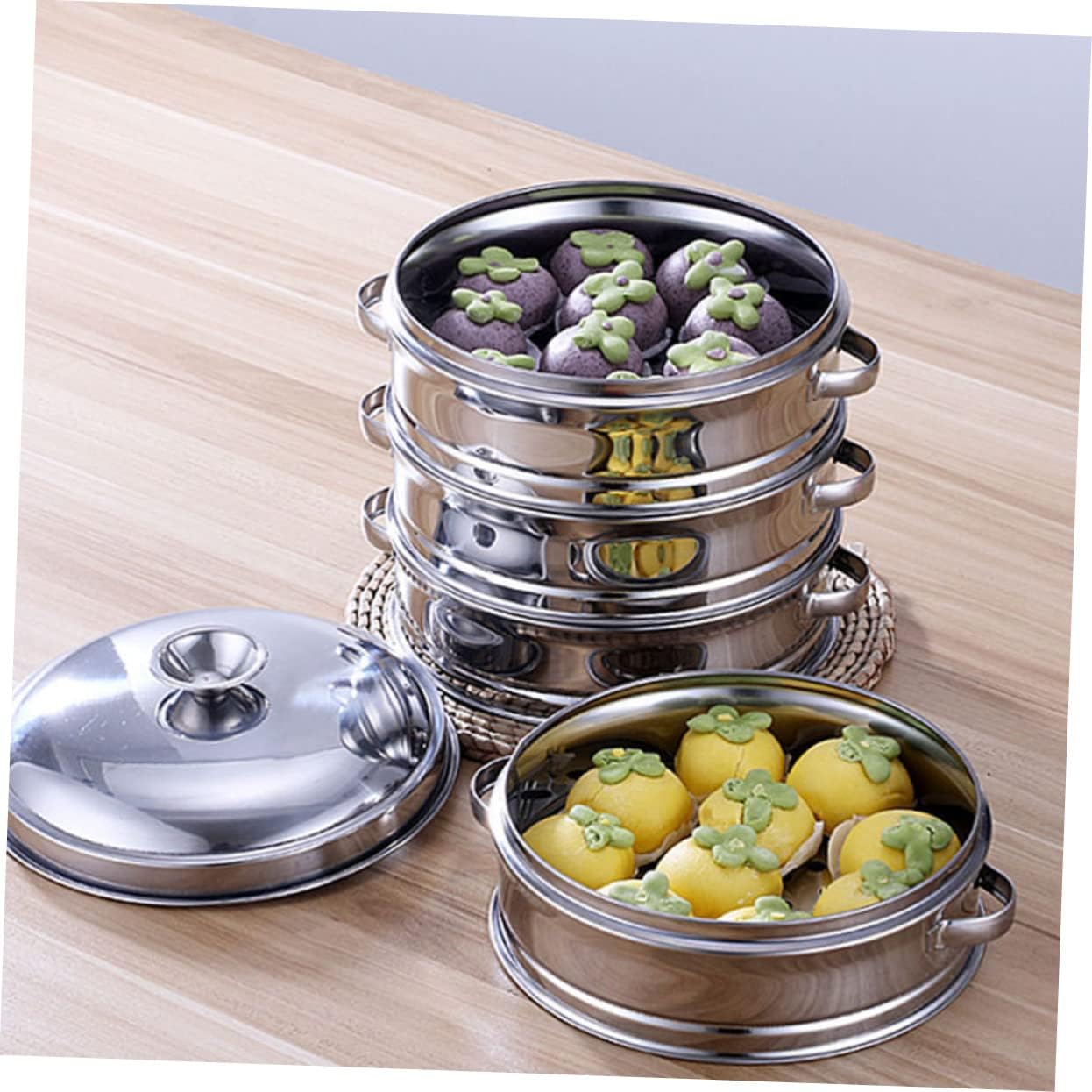 Stainless Steel Chinese Steamer Basket with Handle for Home Kitchen Steaming - Dim Sum Steamer for Food Supply