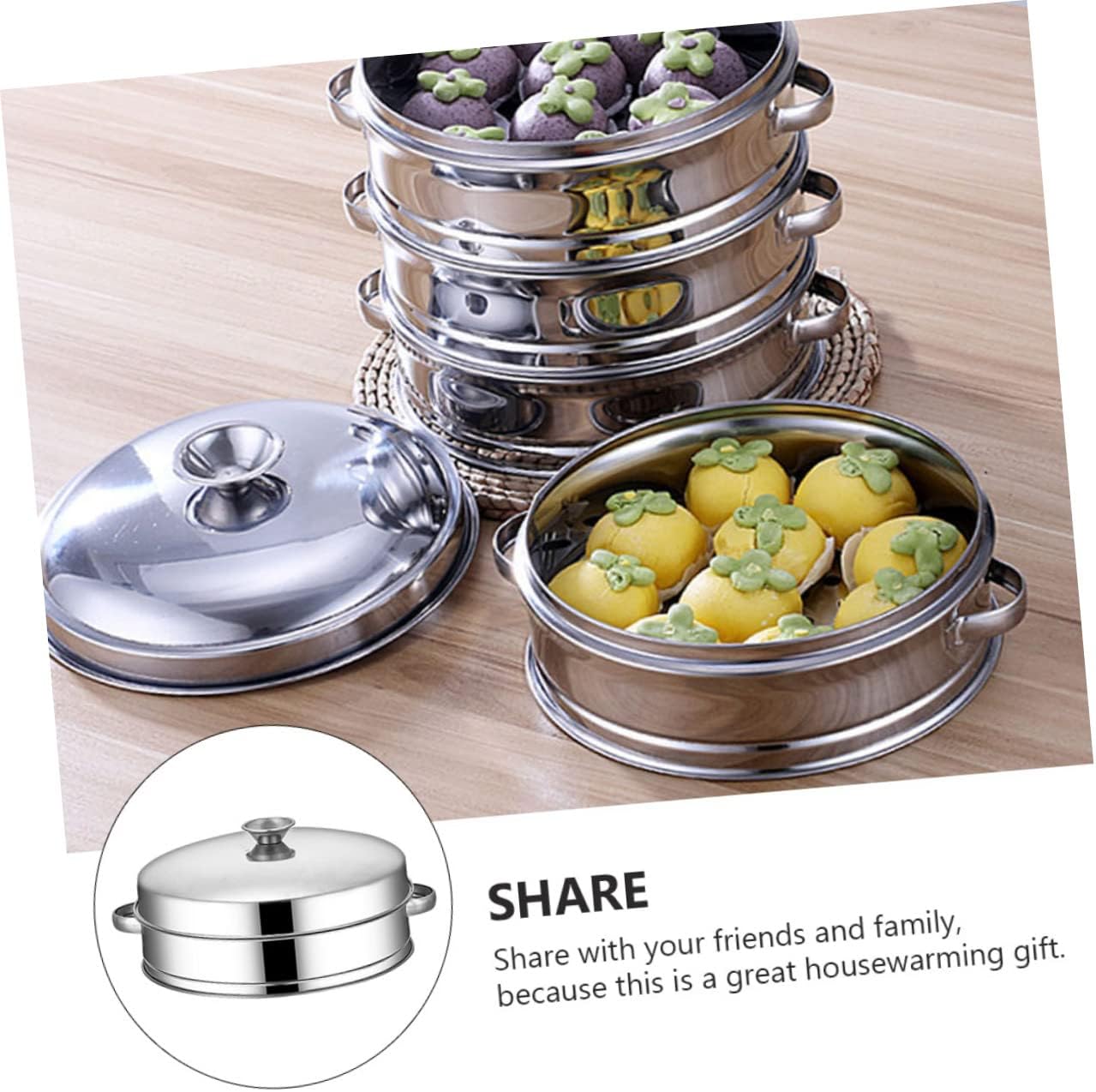 Stainless Steel Chinese Steamer Basket with Handle for Home Kitchen Steaming - Dim Sum Steamer for Food Supply