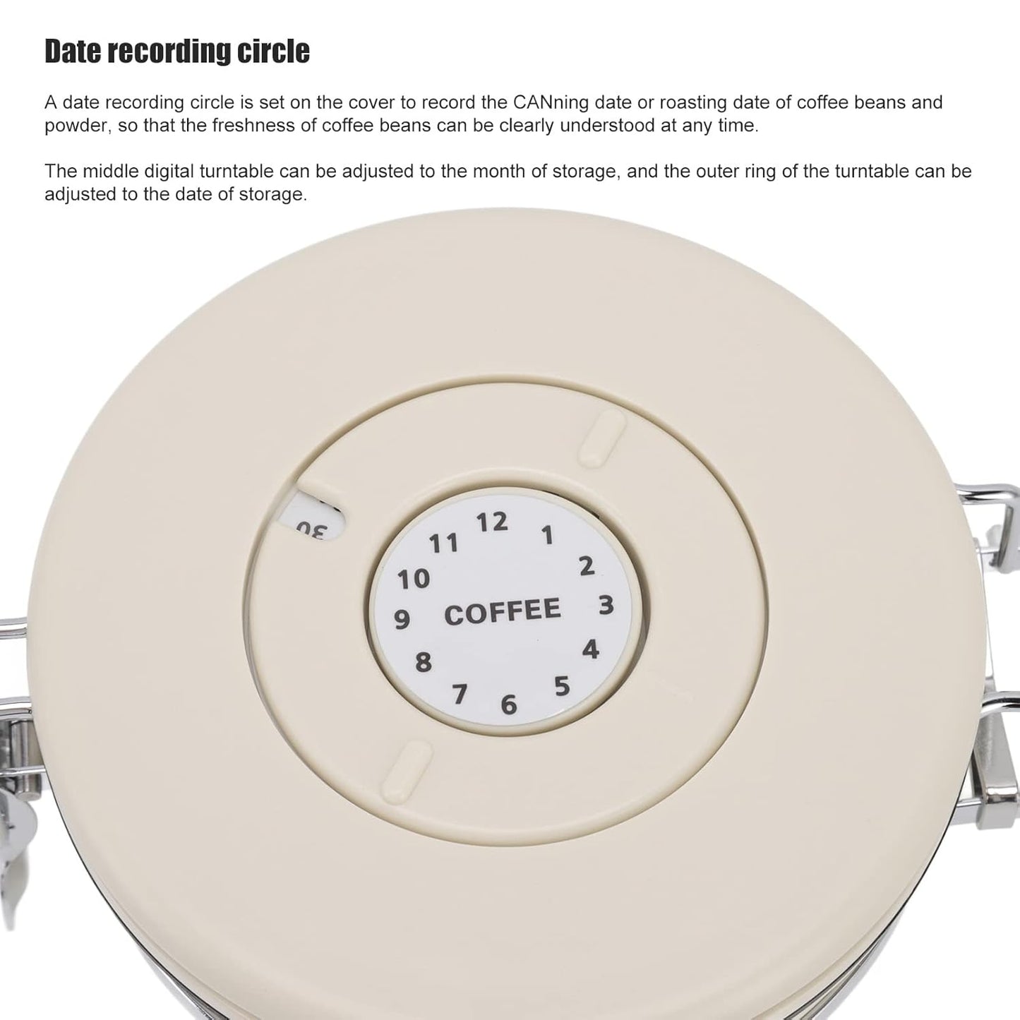 Stainless Steel Coffee Canister with Airtight Lid for Coffee Bean Storage - Creamy White 1.8L