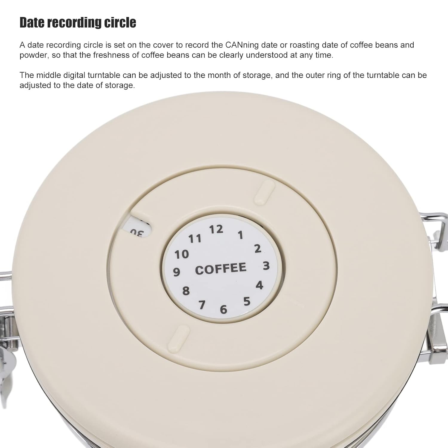 Stainless Steel Coffee Canister with Airtight Lid for Coffee Bean Storage - Creamy White 1.8L