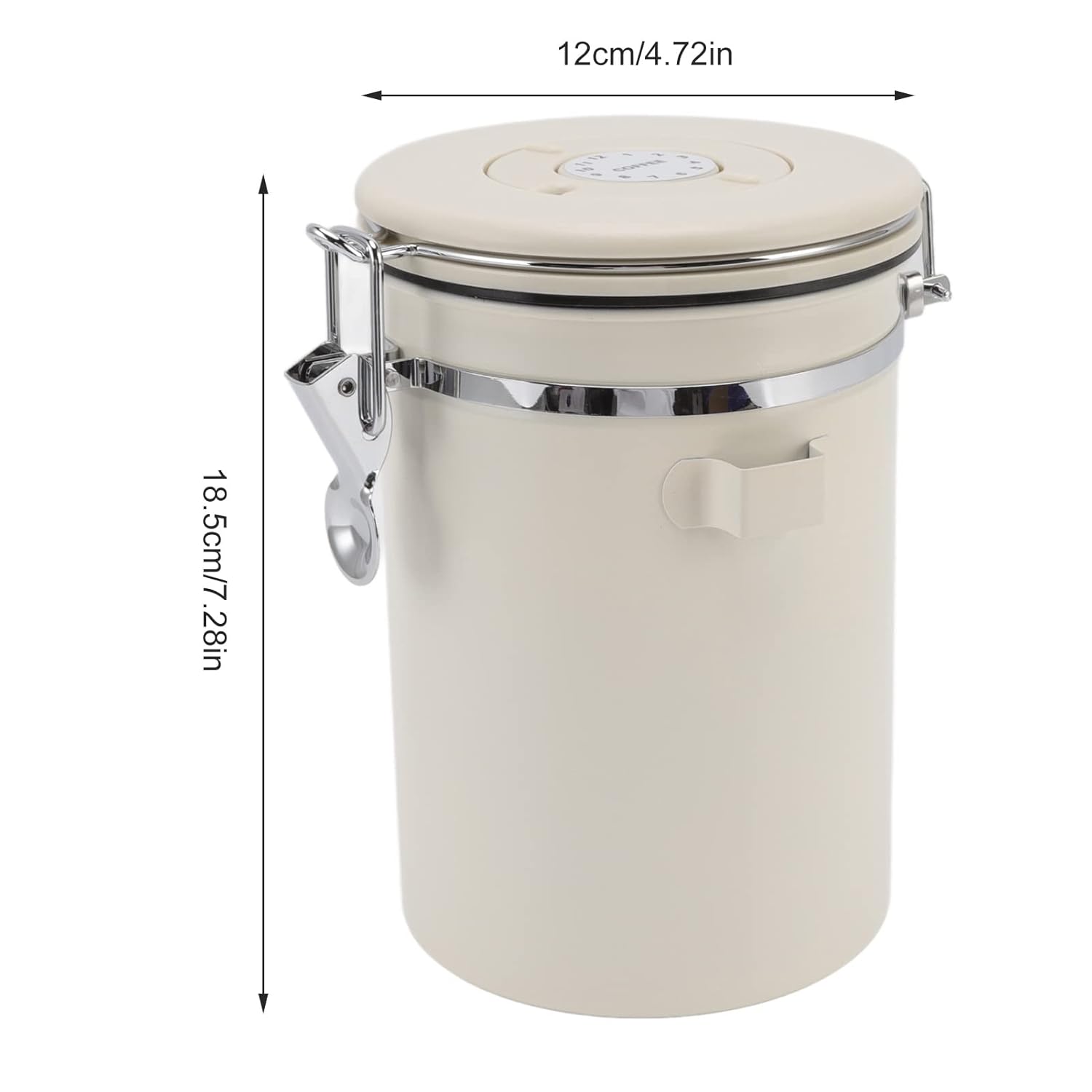 Stainless Steel Coffee Canister with Airtight Lid for Coffee Bean Storage - Creamy White 1.8L