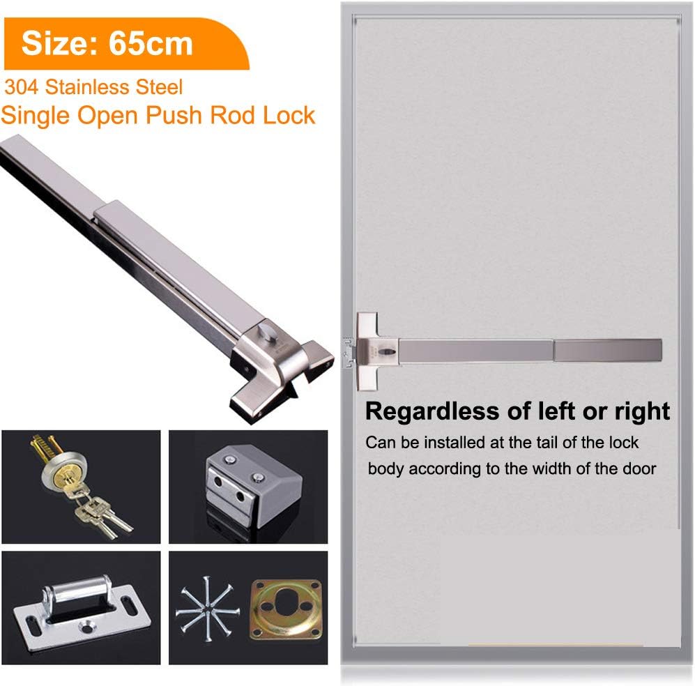 Stainless Steel Commercial Door Push Bar with Exterior Lever - Emergency Panic Exit Device for Metal & Wood Doors