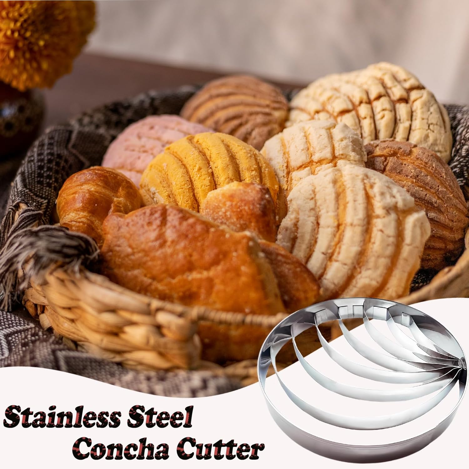 Stainless Steel Concha Cutter 4.1 Inch - Mexican Bread Mold for Baking Biscuits - Cookie Cutter Stamp