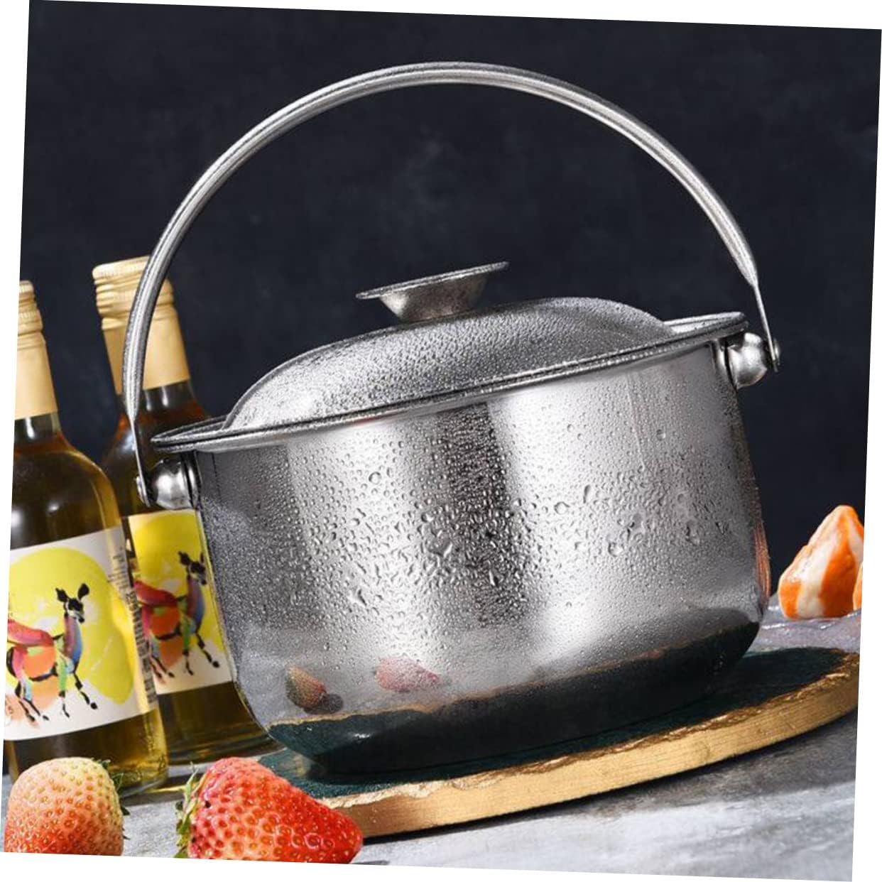 Stainless Steel Cooking Pot with Ceramic Saucepan and Lid - Non-Stick Stockpot for Home Cooking