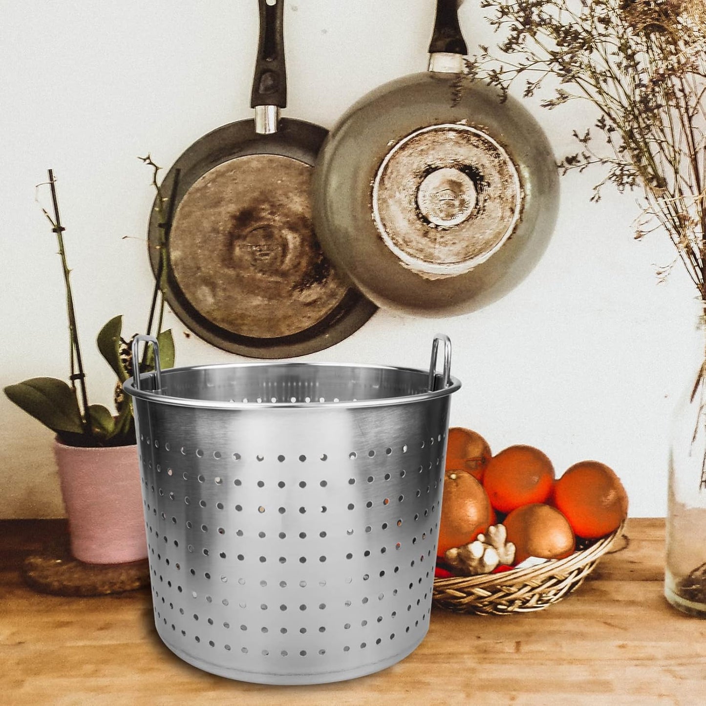 Stainless Steel Crawfish Seafood Boil Pot with Strainer Basket for Outdoor Cooking - Silver Heavy-duty Bayou Boiler