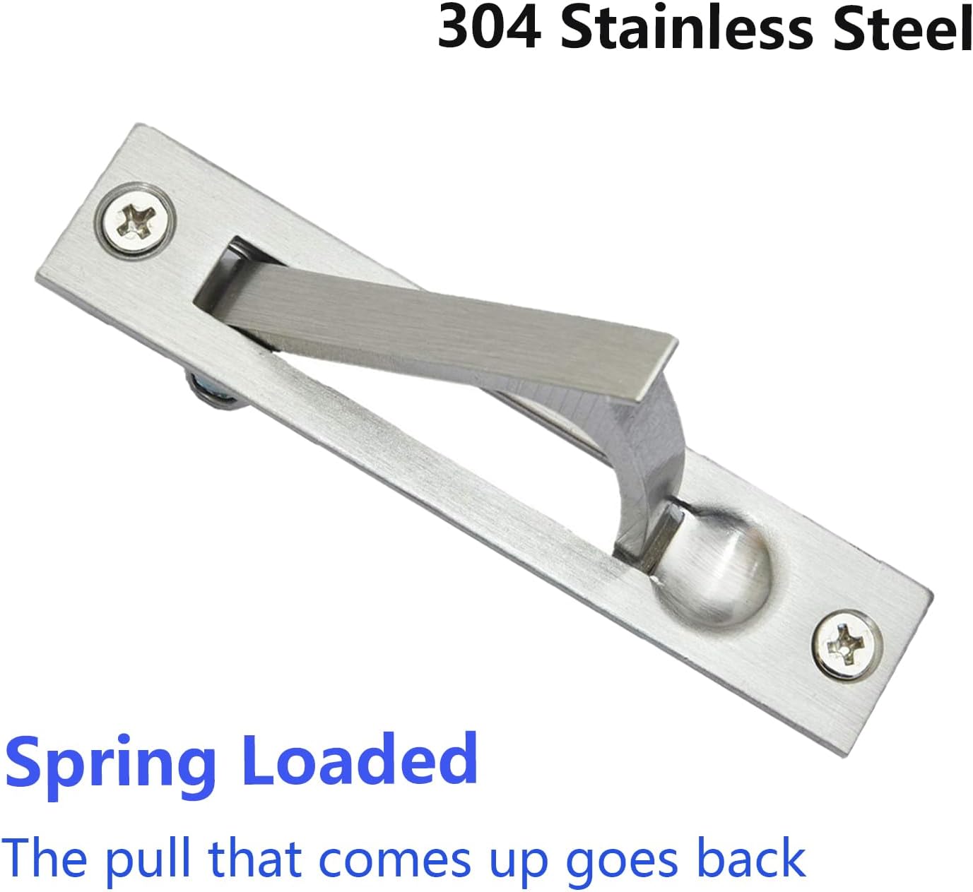 Stainless Steel Donatay Pocket Door Edge Pull Handle - 4" Flush Mount Hardware for Pocket Sliding Doors - Spring Loaded, Satin Nickel Finish (Set of 2)