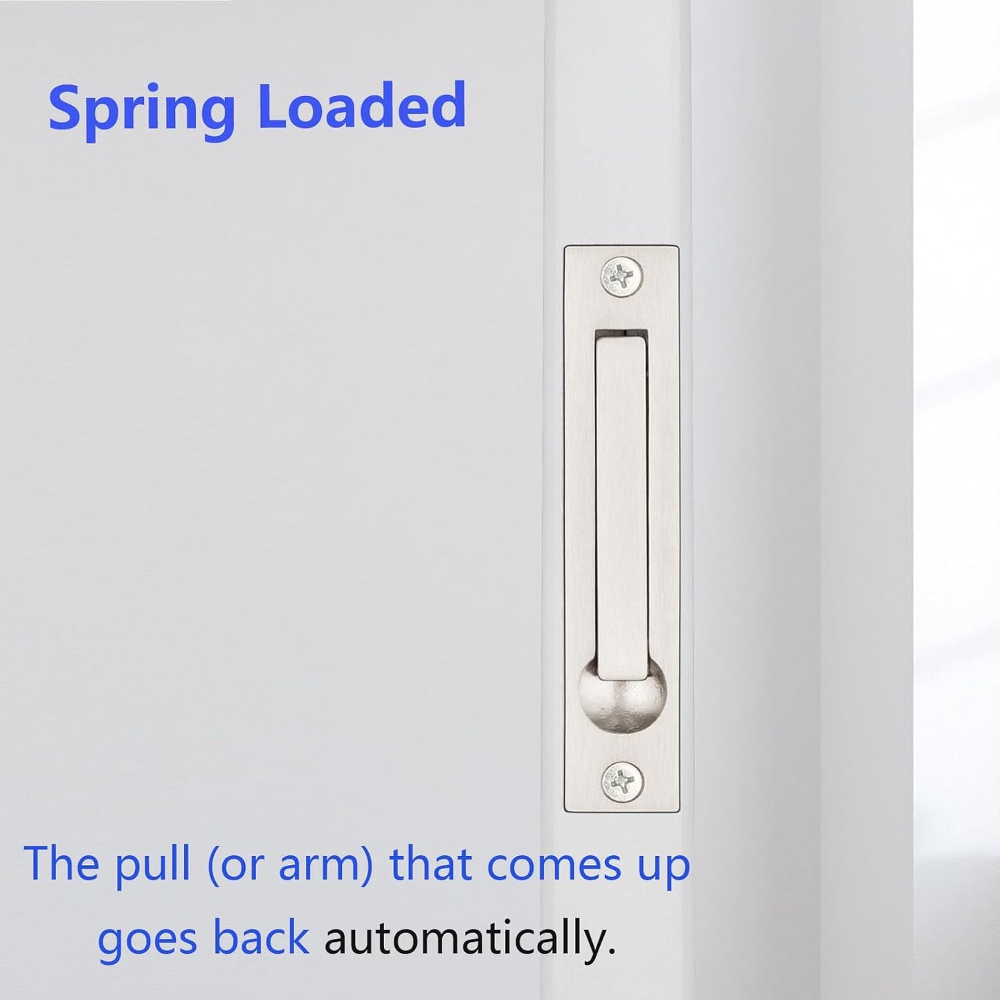 Stainless Steel Donatay Pocket Door Edge Pull Handle - 4" Flush Mount Hardware for Pocket Sliding Doors - Spring Loaded, Satin Nickel Finish (Set of 2)