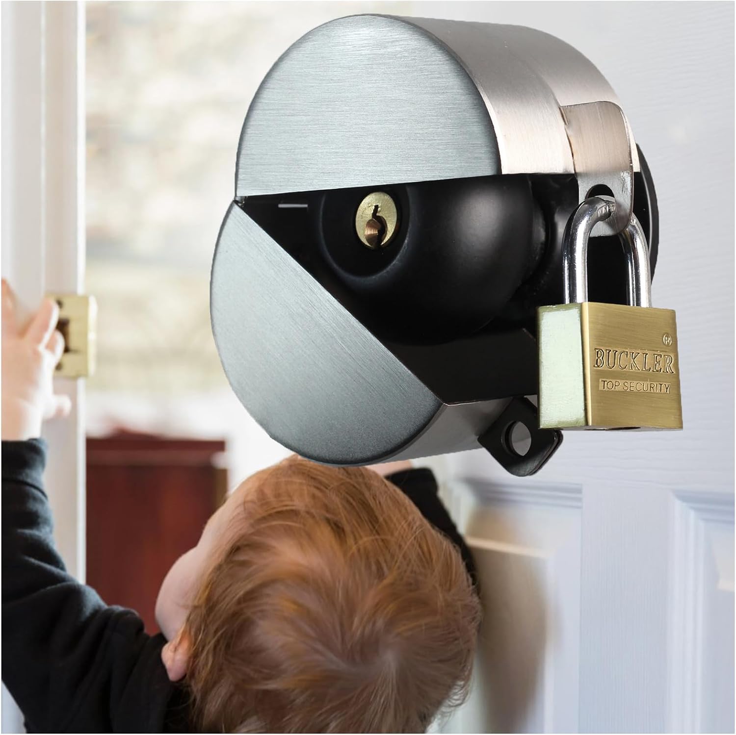 Stainless Steel Door Handle Lock Cover with Padlock - Temporary Lockout Device for Door Knob and Faucet Safety