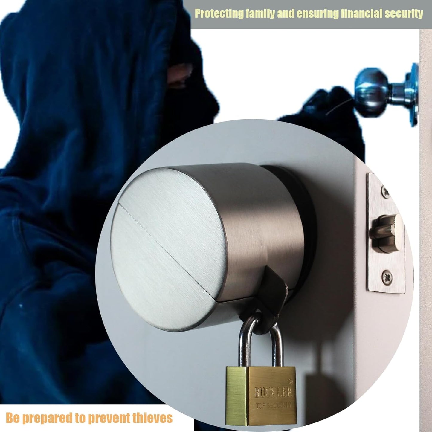 Stainless Steel Door Handle Lock Cover with Padlock - Temporary Lockout Device for Door Knob and Faucet Safety