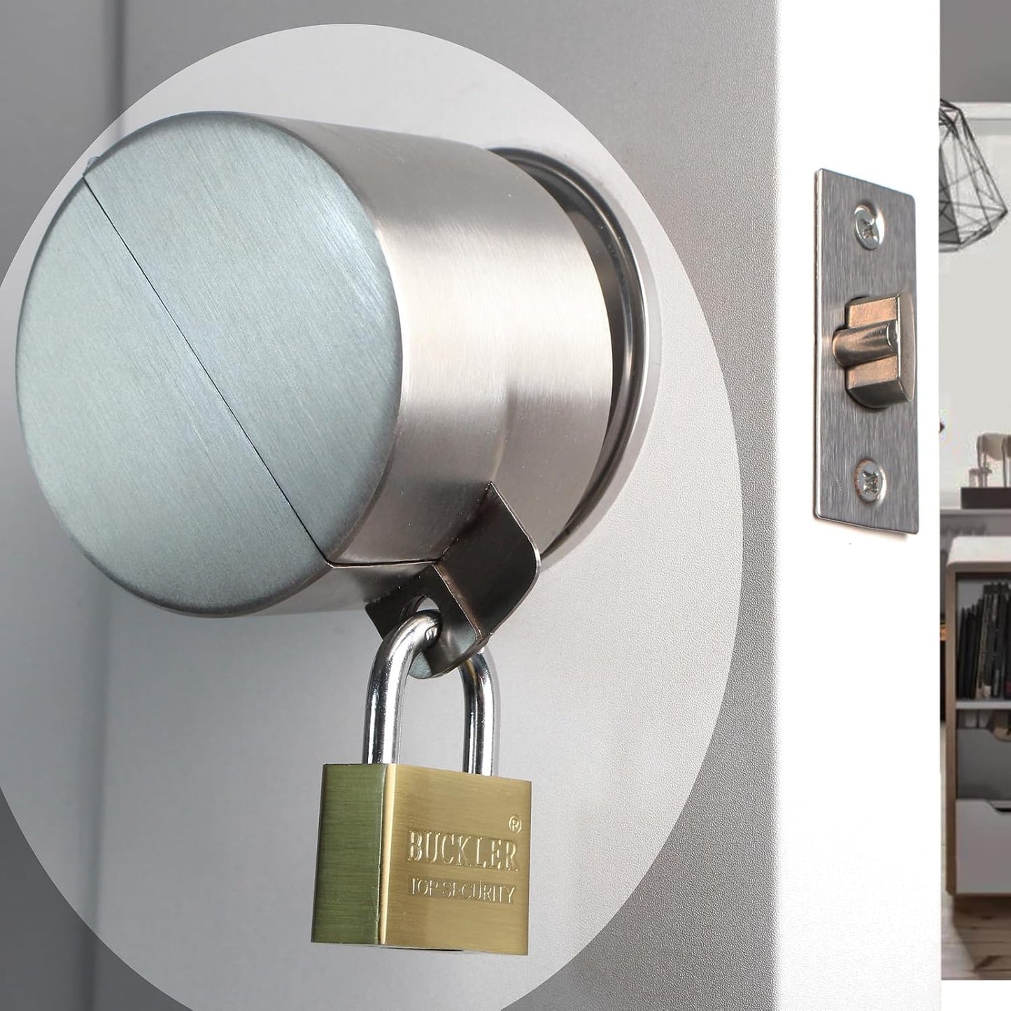 Stainless Steel Door Handle Lock Cover with Padlock - Temporary Lockout Device for Door Knob and Faucet Safety