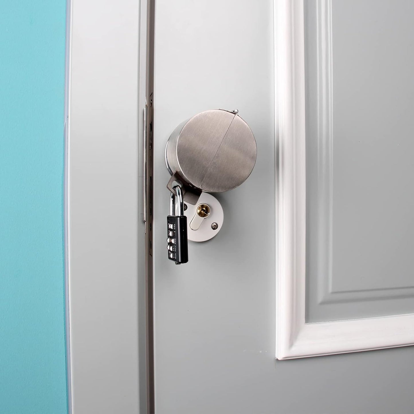 Stainless Steel Door Knob Lock Cover for Childproofing Apartments, Prevents Access to Keyhole without Drilling - Ideal for Evictions