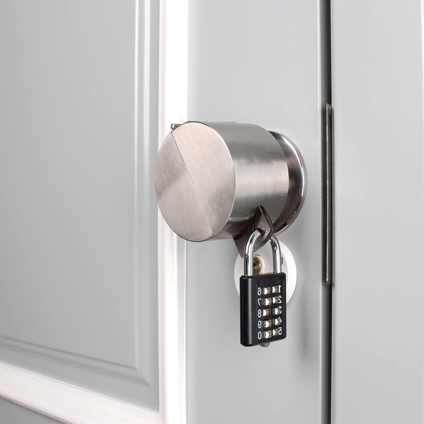Stainless Steel Door Knob Lock Cover for Childproofing Apartments, Prevents Access to Keyhole without Drilling - Ideal for Evictions