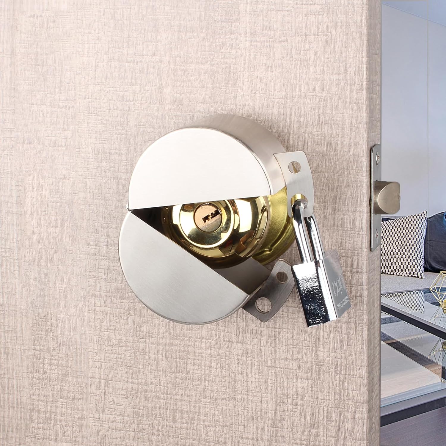 Stainless Steel Door Knob Lockout Device with Padlock for Child Safety