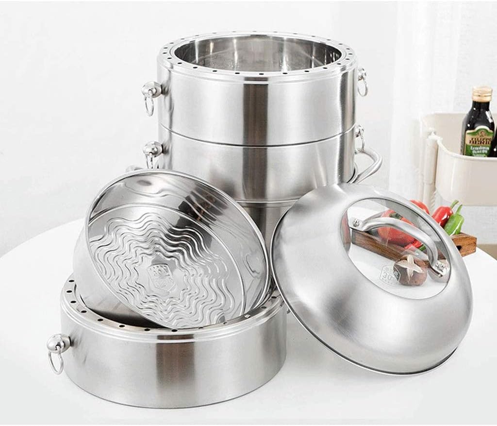 Stainless Steel Double Boiler and Steamer Set - Multi-Layer Cookware Pot - Saucepot with Wide Diameter