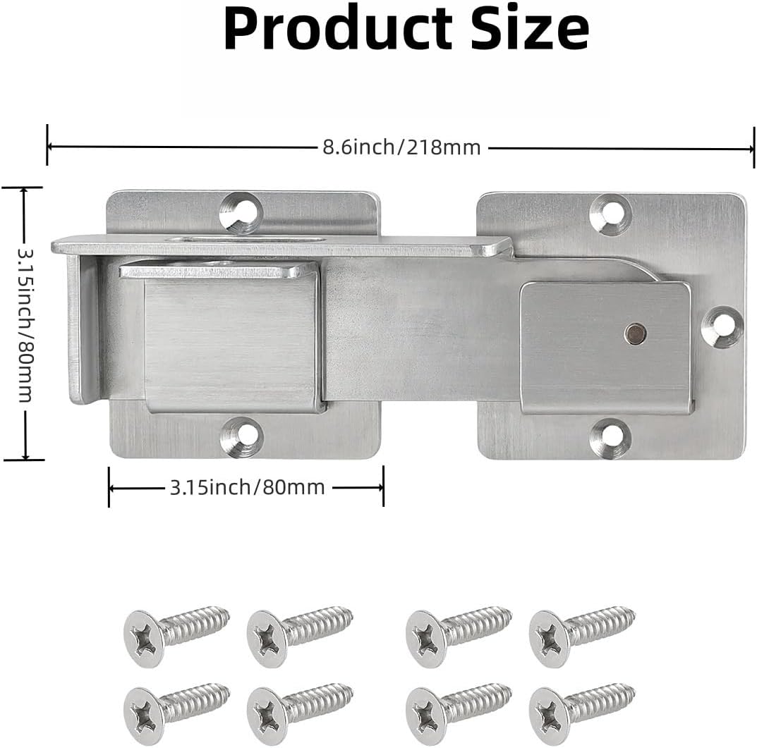 Stainless Steel Double Gate Latch with Padlock Hole for Wooden Fence - Heavy Duty 4MM Latch for Swing and Sliding Gates, Barn Doors, Yards