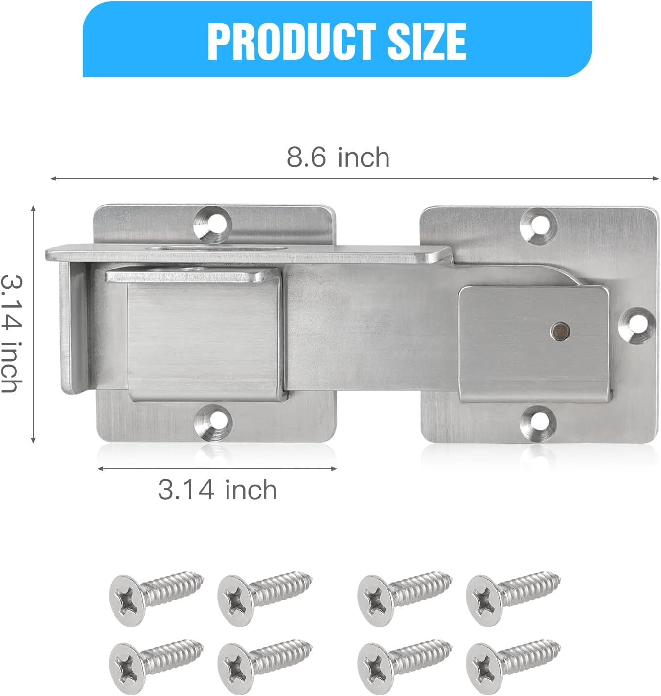 Stainless Steel Double Gate Latch with Padlock Holes for Wooden Fence - Heavy Duty and Adjustable Barn Door Latch
