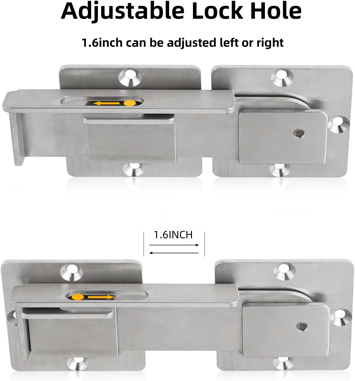 Stainless Steel Double Gate Latch with Padlock Hole for Wooden Fence - Heavy Duty 4MM Latch for Swing and Sliding Gates, Barn Doors, Yards