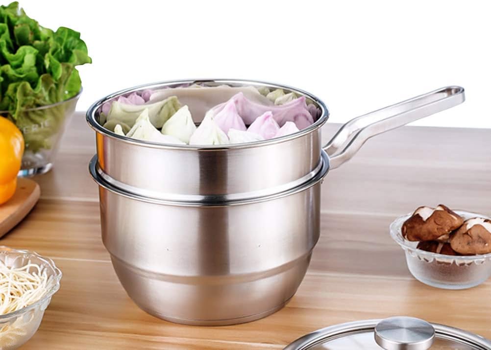 Stainless Steel Double-Layer Steamer Cooking Pot Set - TELoni Saucepan, Milk Pot, and Pans