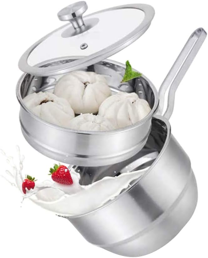 Stainless Steel Double-Layer Steamer Cooking Pot Set - TELoni Saucepan, Milk Pot, and Pans