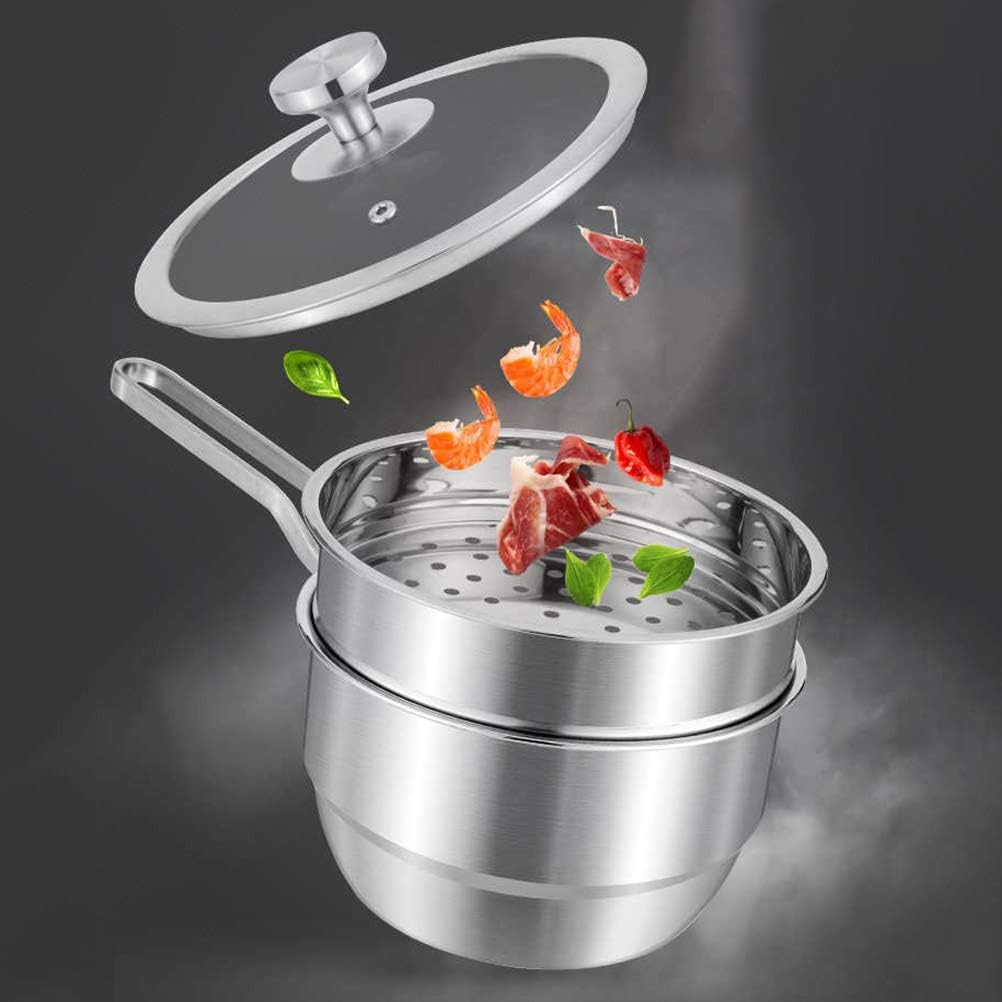 Stainless Steel Double-Layer Steamer Cooking Pot Set - TELoni Saucepan, Milk Pot, and Pans