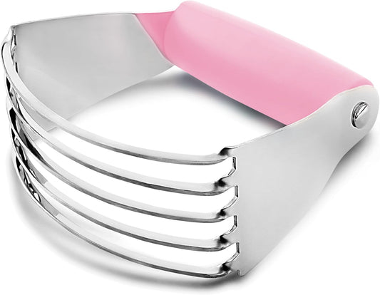 Stainless Steel Dough Blender & Pastry Cutter for Baking - Heavy Duty Butter Cutter with Blades - Zulay Kitchen (Pink)