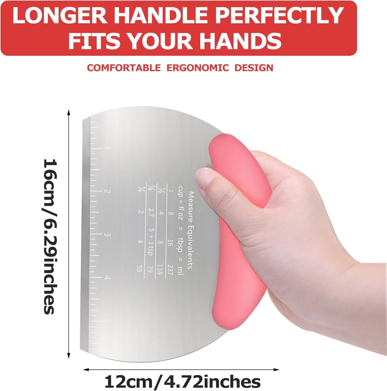 Stainless Steel Dough Cutter and Scraper Tool Set for Baking - Comfortable and Easy to Clean - Heavy Duty Pastry Blender - Pink Color