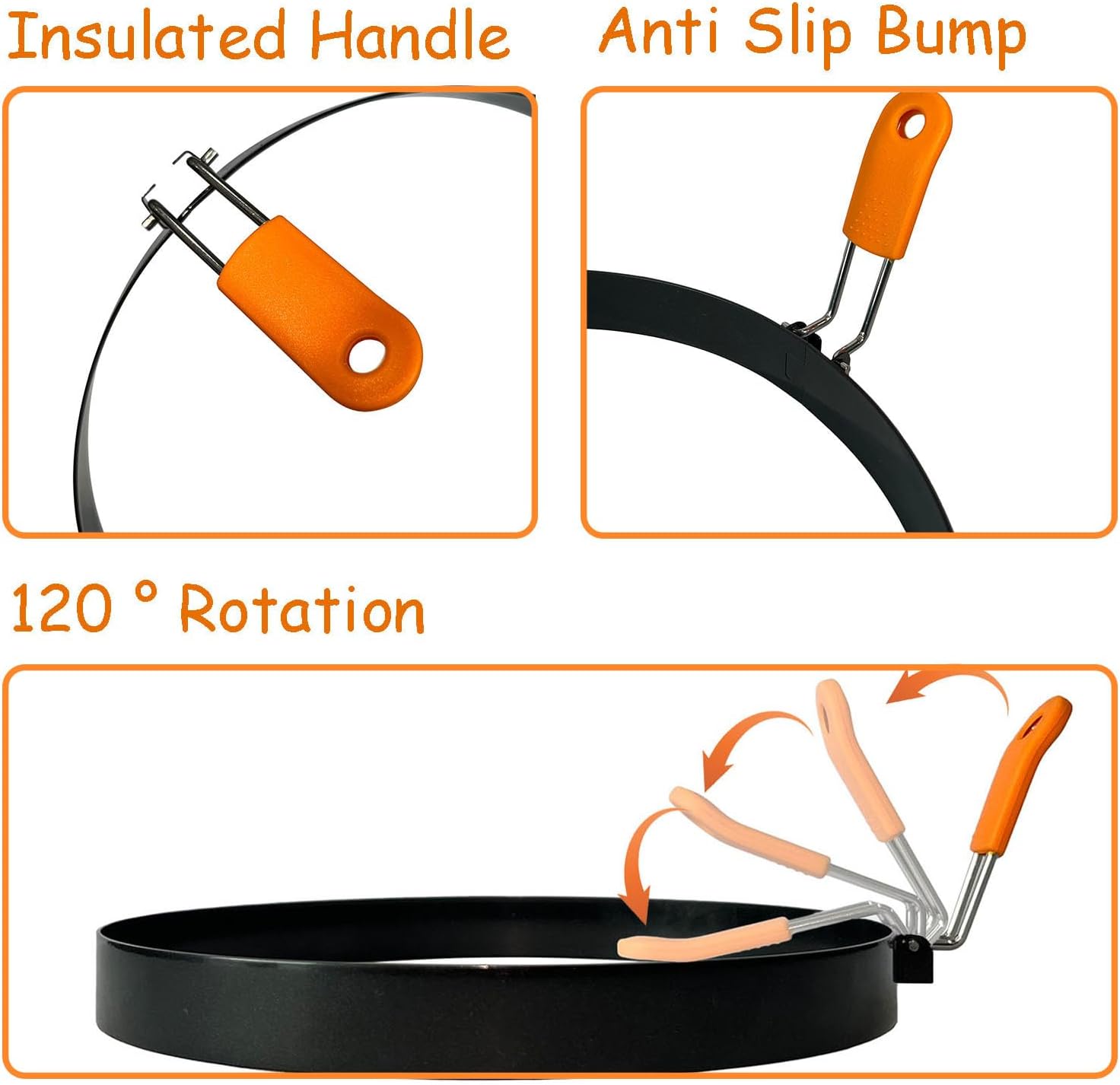 Stainless Steel Egg Rings Set for Frying Eggs - 5 Pcs Pancake Mold Rings with Non Stick Coating and Oil Brush - Perfect for Cooking Griddle Egg Circles and Egg McMuffin Sandwiches