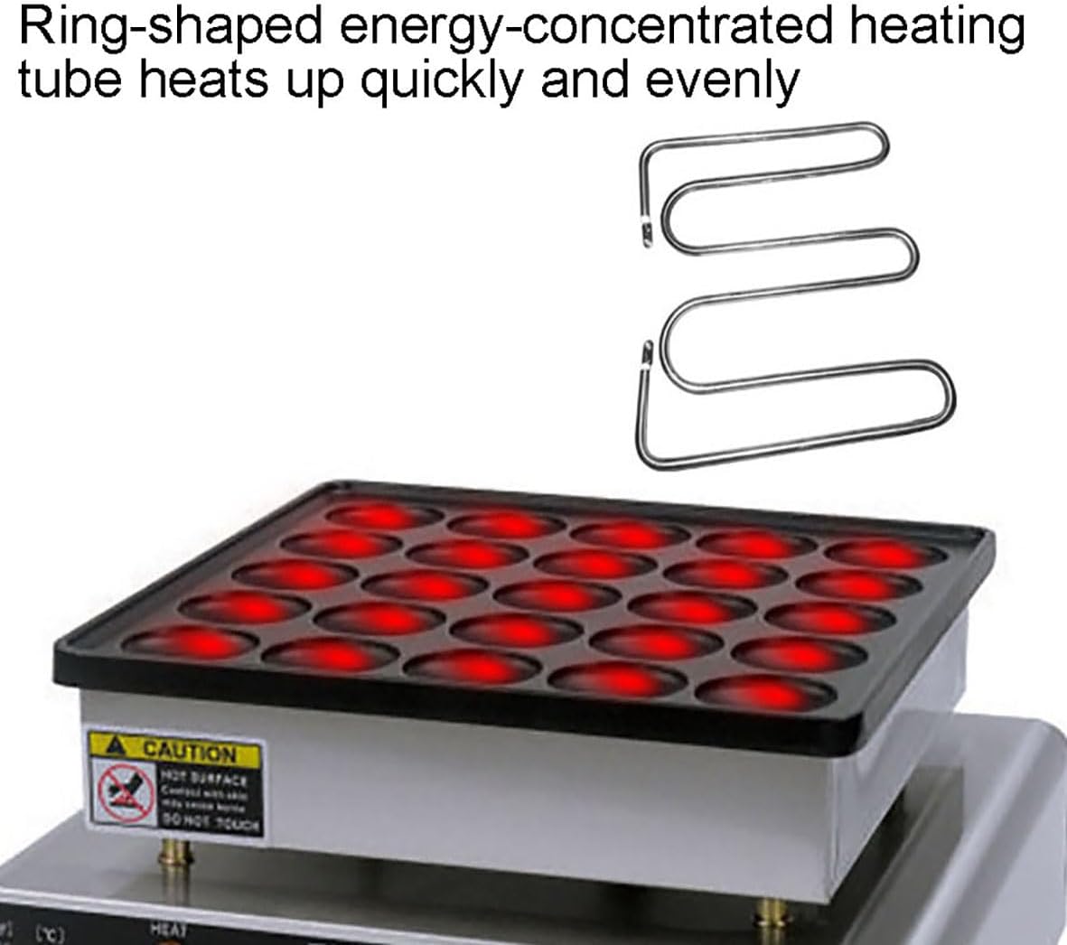 Stainless Steel Electric Pancake Maker with 25 Holes, 850W High-Power Muffin & Waffle Maker, Temp&Time Control