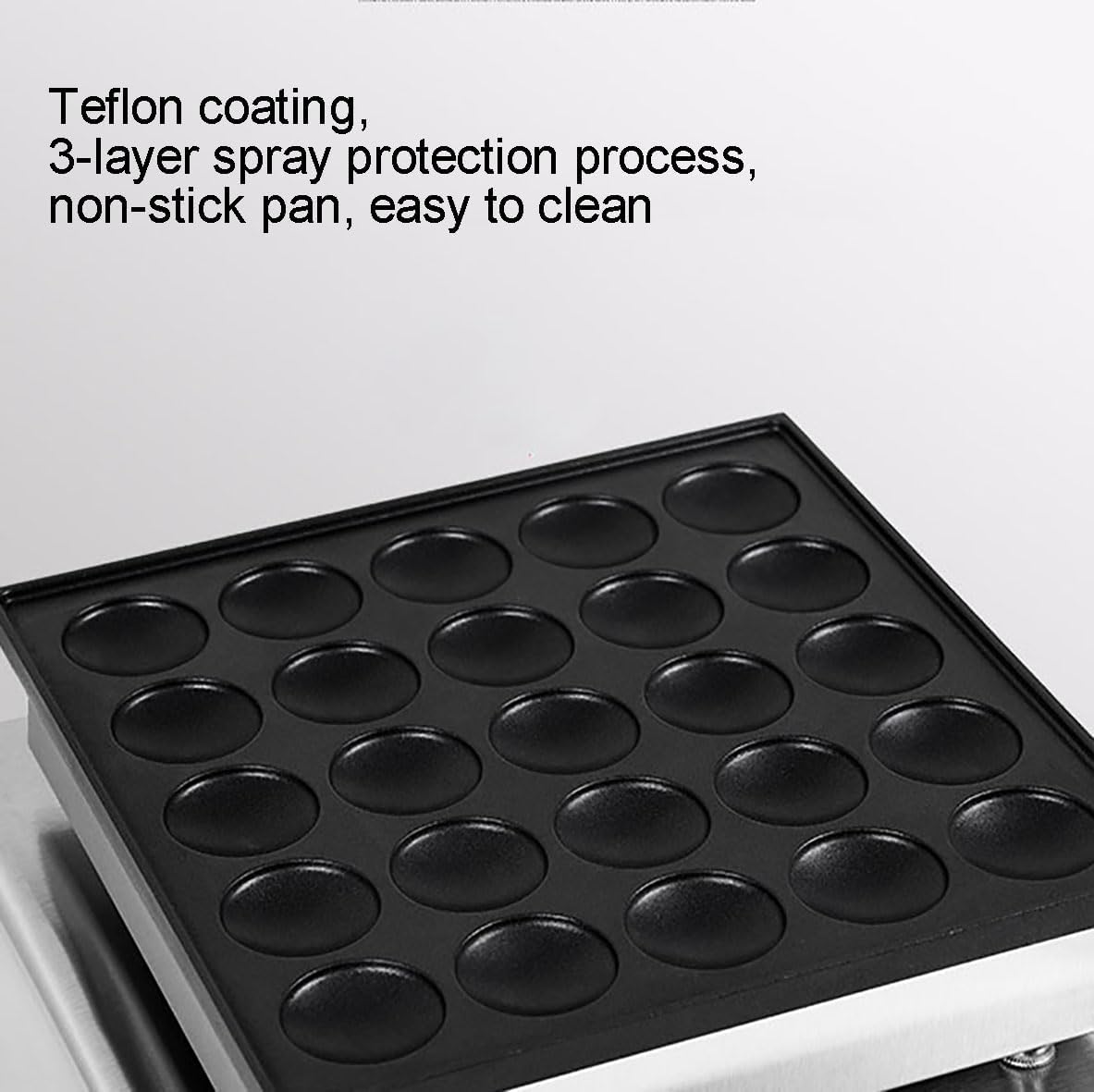 Stainless Steel Electric Pancake Maker with 25 Holes, 850W High-Power Muffin & Waffle Maker, Temp&Time Control