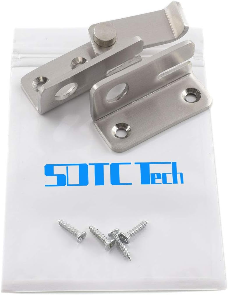 Stainless Steel Flip Gate Latch Lock with Padlock Hole for Sliding Door/Cabinet Furniture - Brushed Finish (1 Pack)