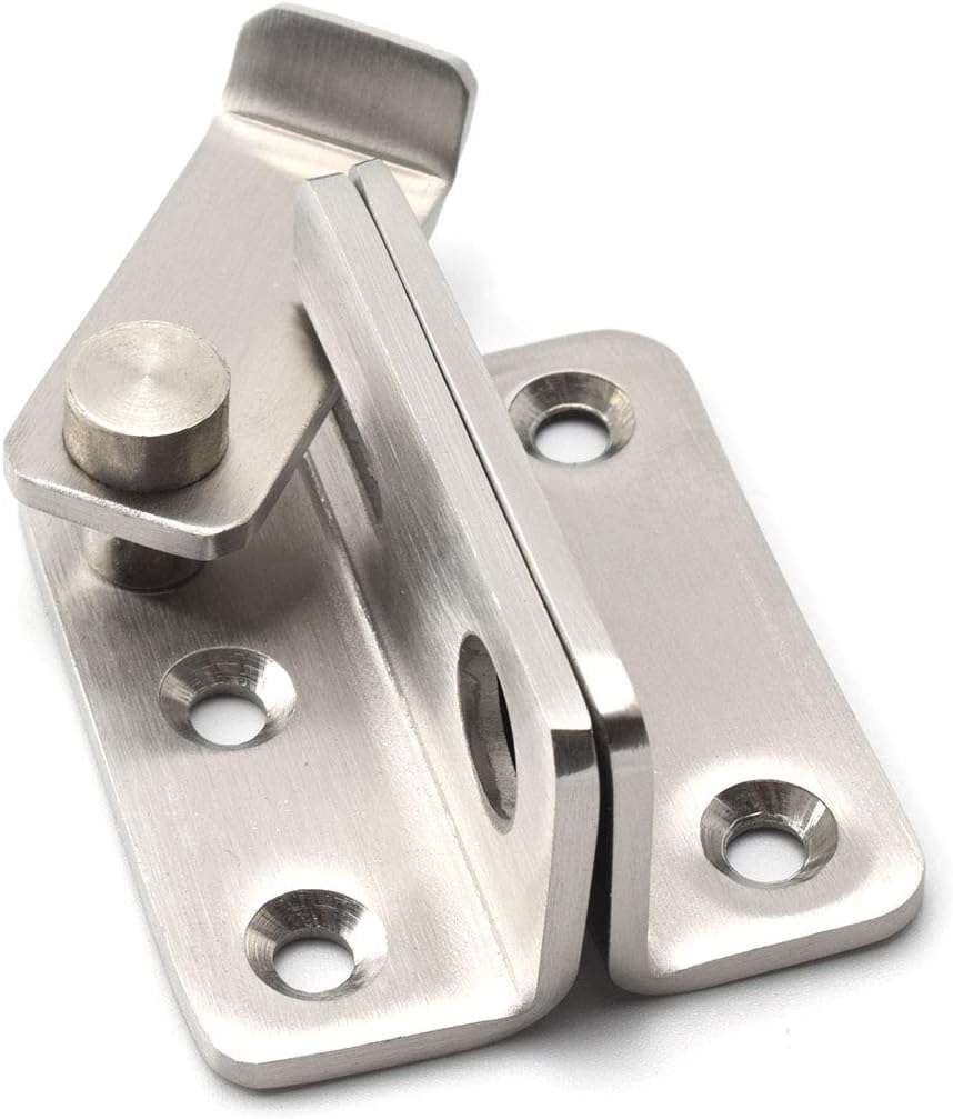 Stainless Steel Flip Gate Latch Lock with Padlock Hole for Sliding Door/Cabinet Furniture - Brushed Finish (1 Pack)