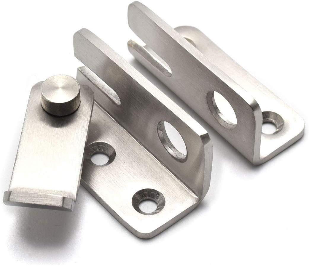 Stainless Steel Flip Gate Latch Lock with Padlock Hole for Sliding Door/Cabinet Furniture - Brushed Finish (1 Pack)