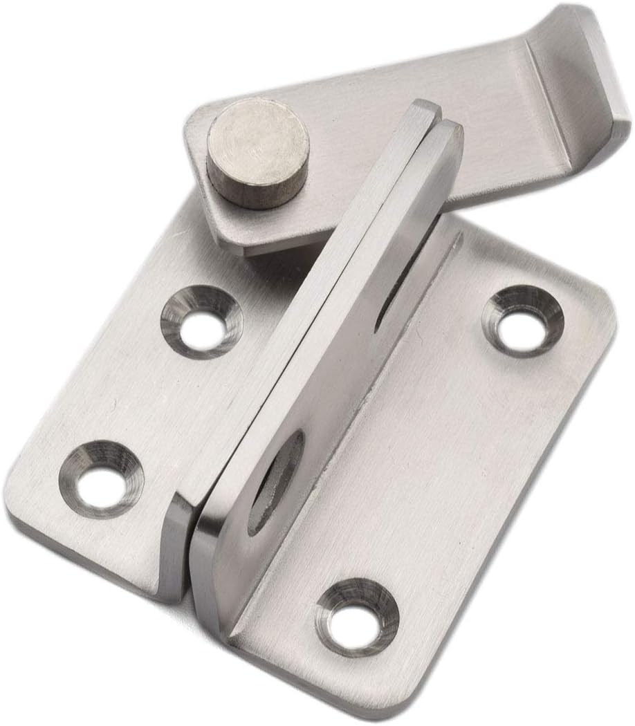 Stainless Steel Flip Gate Latch Lock with Padlock Hole for Sliding Door/Cabinet Furniture - Brushed Finish (1 Pack)
