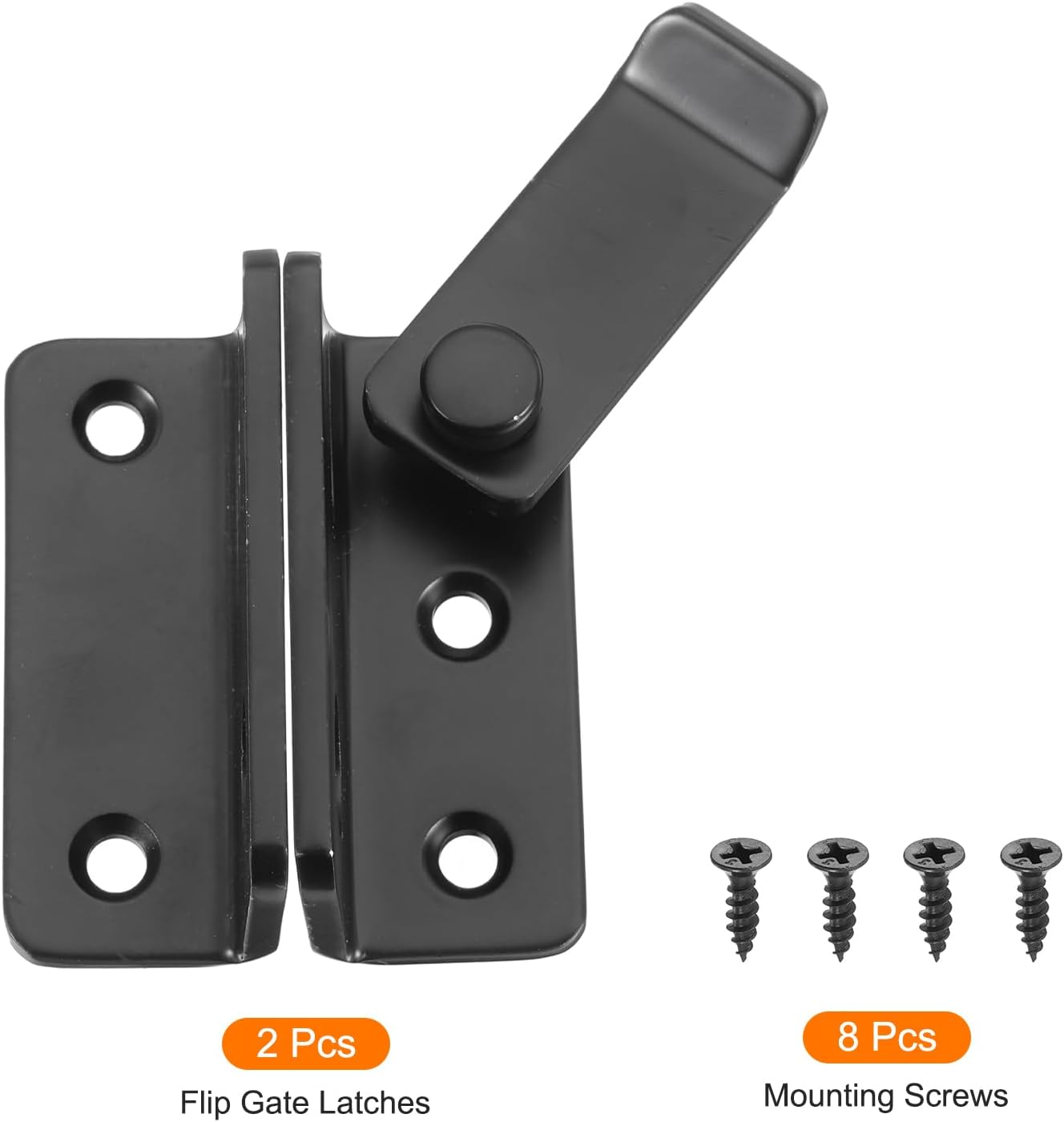 Stainless Steel Flip Gate Latch Set with Padlock Hole for Barn Cabinet Pet Cage - 2 Pack, Right Open, Black - Ideal for Wood Fence, Garage, Window - 62mm