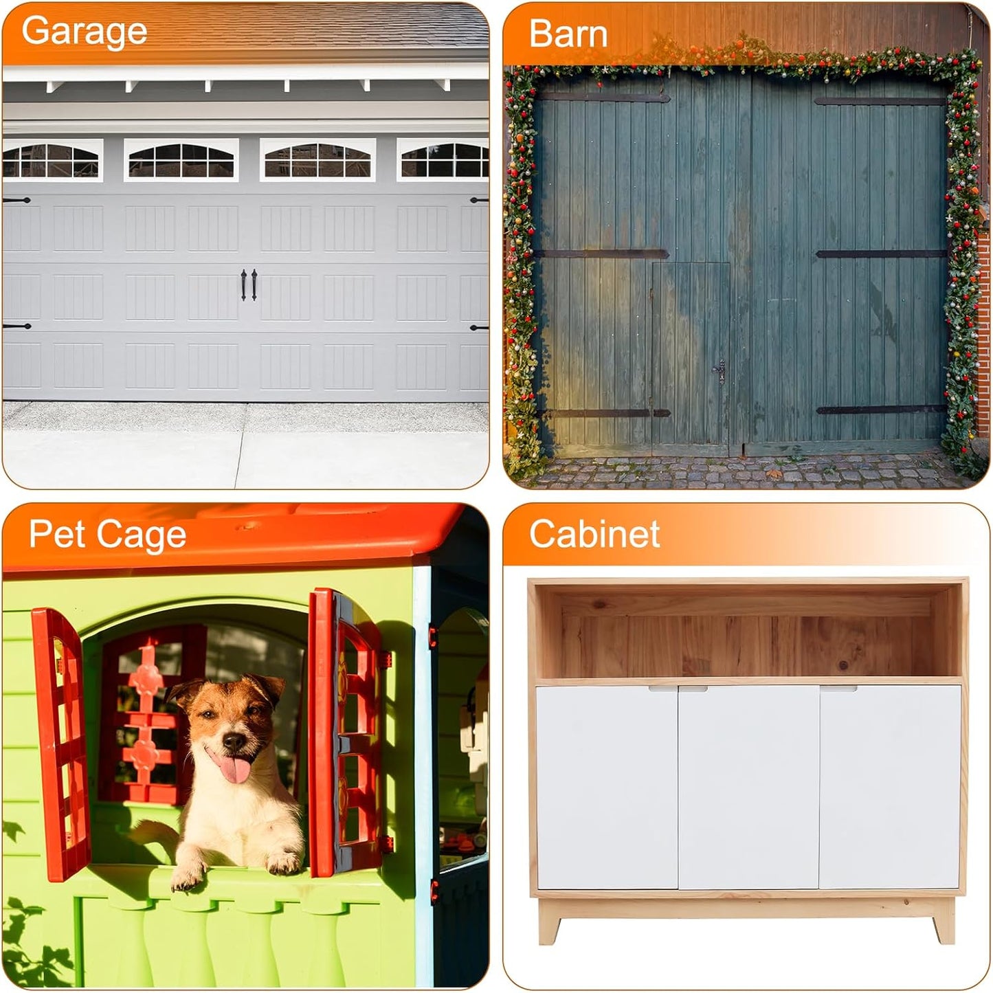 Stainless Steel Flip Gate Latch Set with Padlock Hole for Barn Cabinet Pet Cage - 2 Pack, Right Open, Black - Ideal for Wood Fence, Garage, Window - 62mm