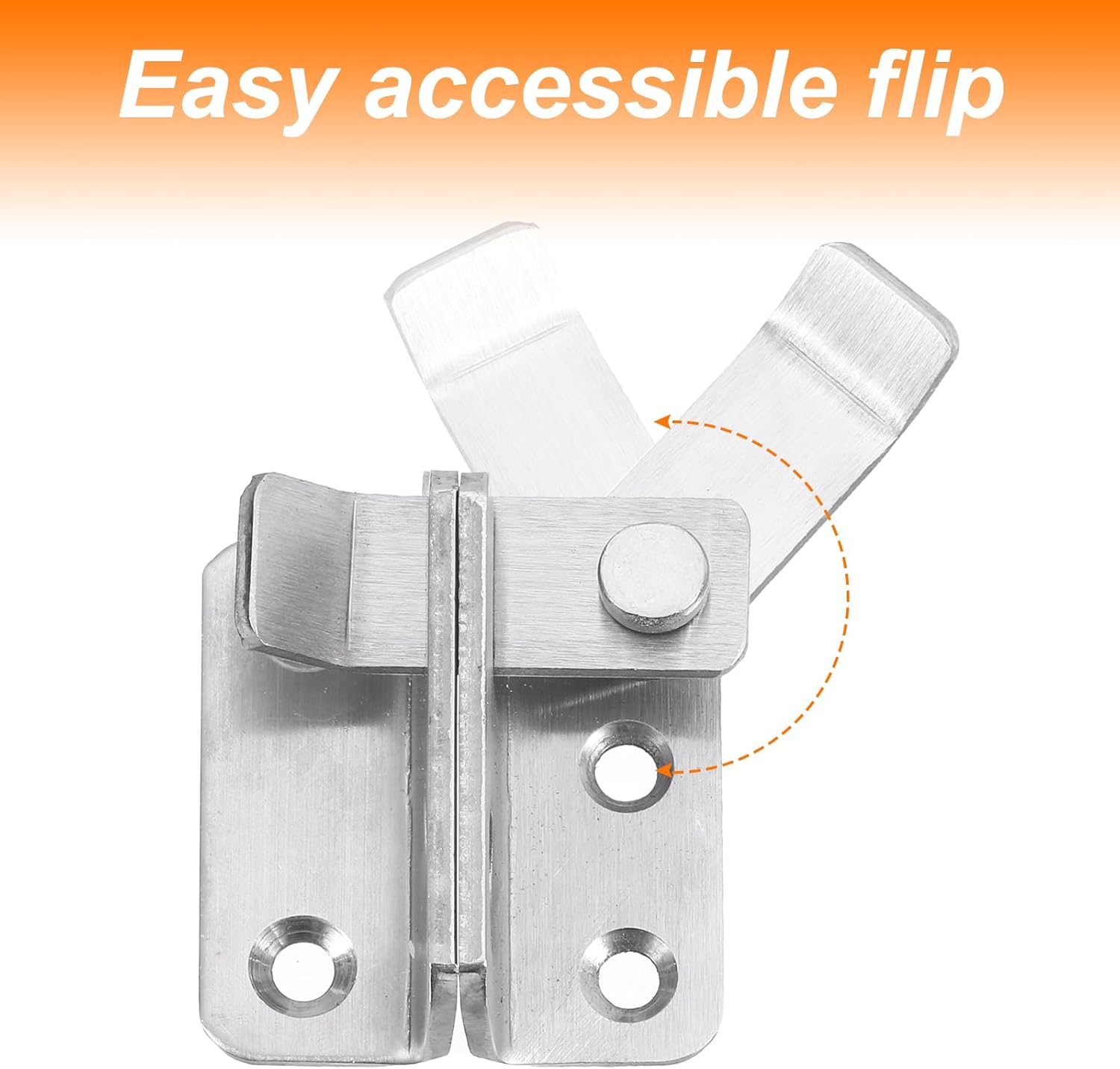 Stainless Steel Flip Gate Latch with Padlock Hole for Barns, Cabinets, Pet Cages - 45mm Slide Bolt Lock - Right Open, Silver