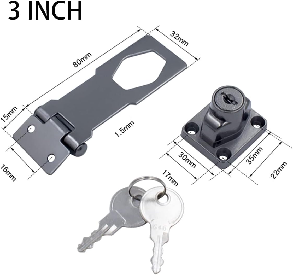 Stainless Steel Flip Latch Heavy Duty Hasp Safety Lock for Double Doors - 3mm Thick, Brushed Nickel Finish - Ideal for Windows, Barns, Closets, and Garages - 3 Inch, 1 Piece