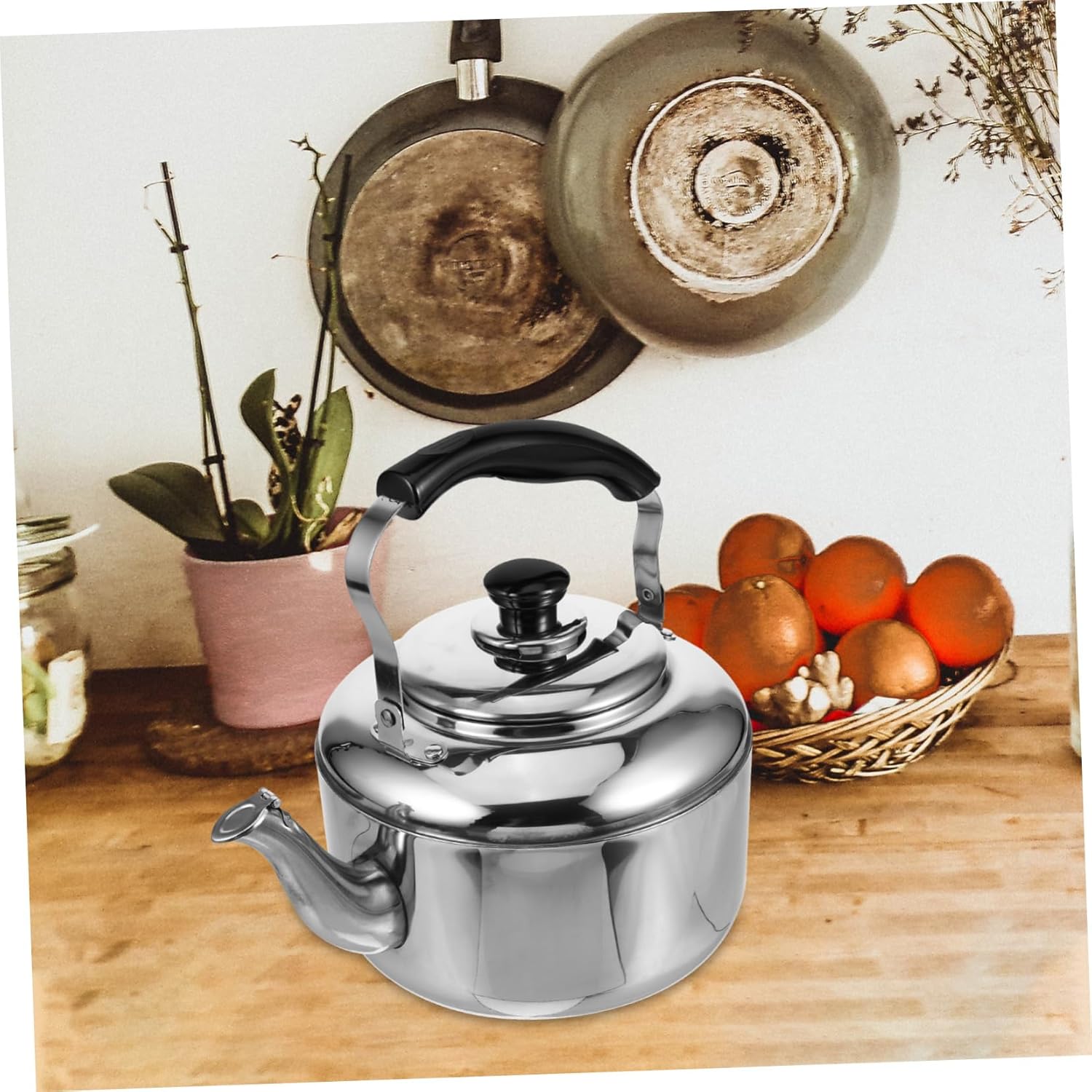 Stainless Steel Foldable Whistling Kettle with Infuser - Vintage Tea Pot for Camping and Home Use
