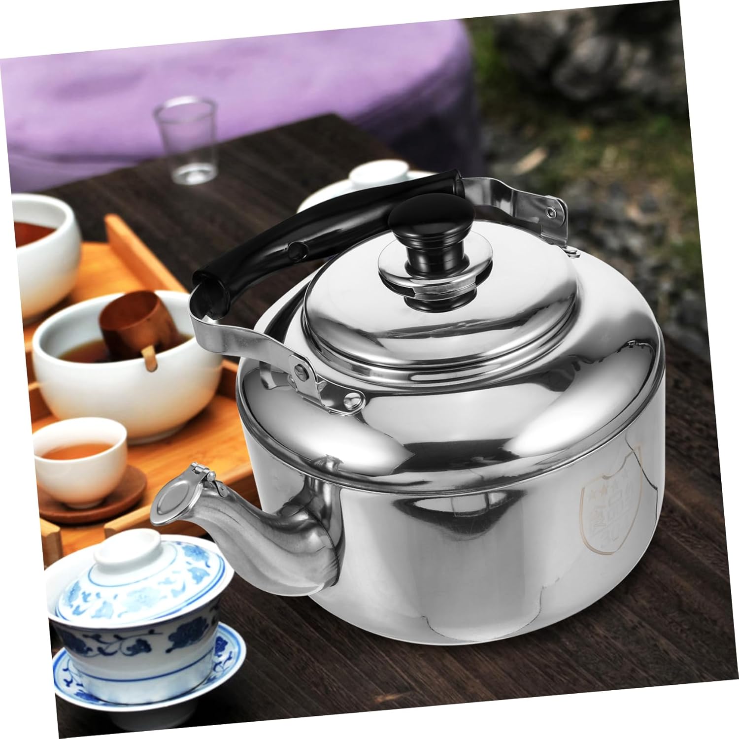 Stainless Steel Foldable Whistling Kettle with Infuser - Vintage Tea Pot for Camping and Home Use