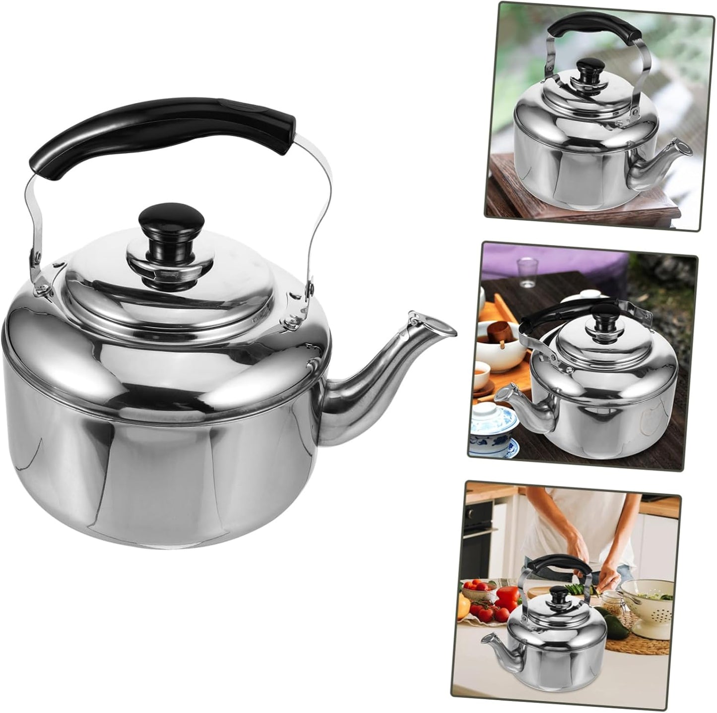 Stainless Steel Foldable Whistling Kettle with Infuser - Vintage Tea Pot for Camping and Home Use