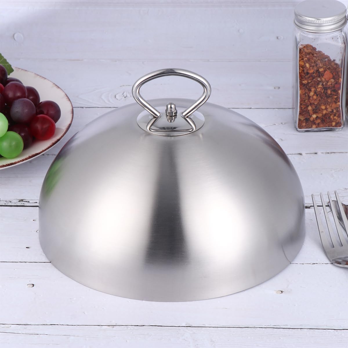 Stainless Steel Food Tent Covers for Picnic, Round Steaming Cover, Griddle, Cake Cover - Anti Oil Plate Steak Cover