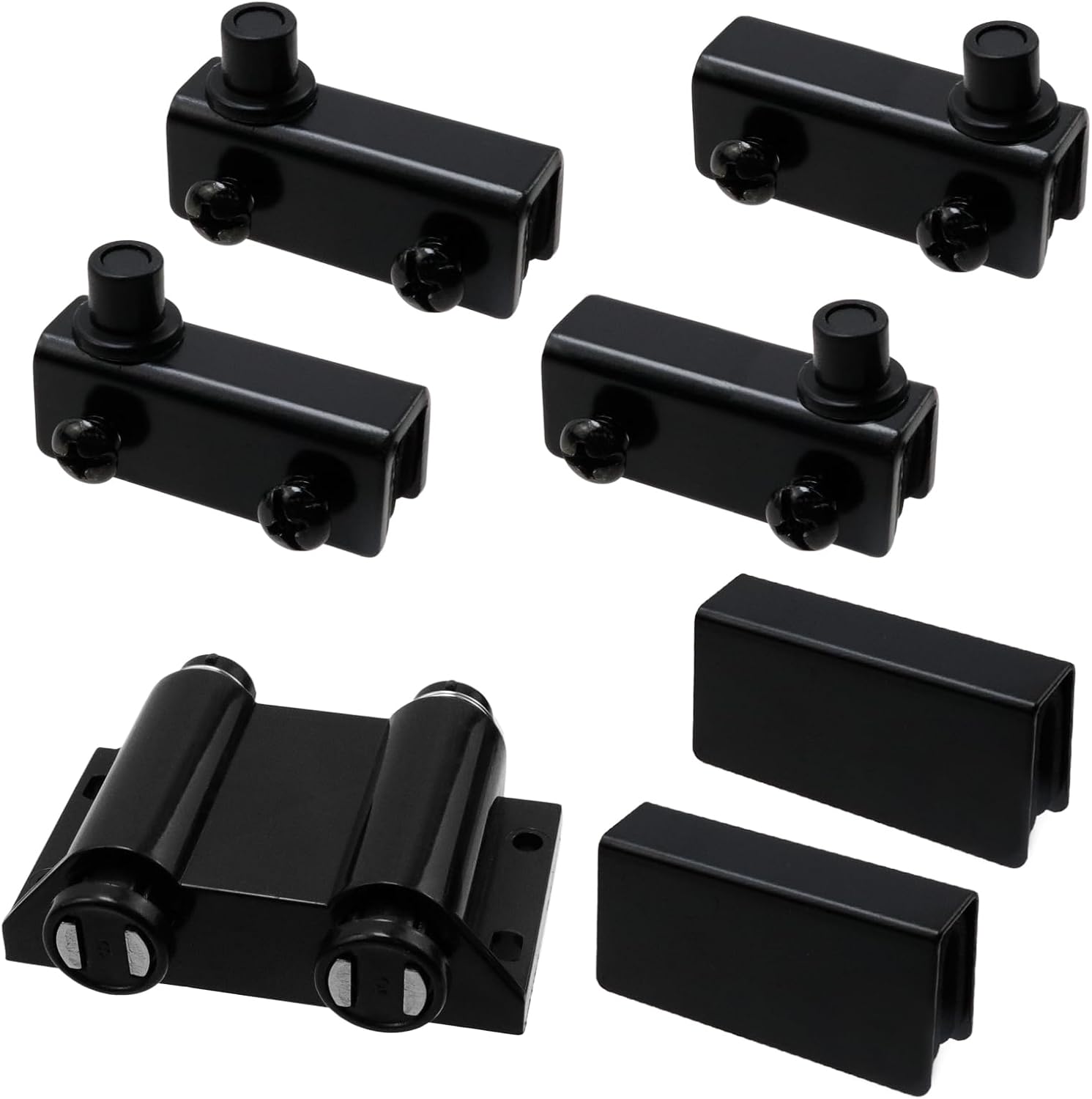 Stainless Steel Glass Door Pivot Hinge Set with Double Head Magnetic Catch Closures for 5-6mm Glass Door